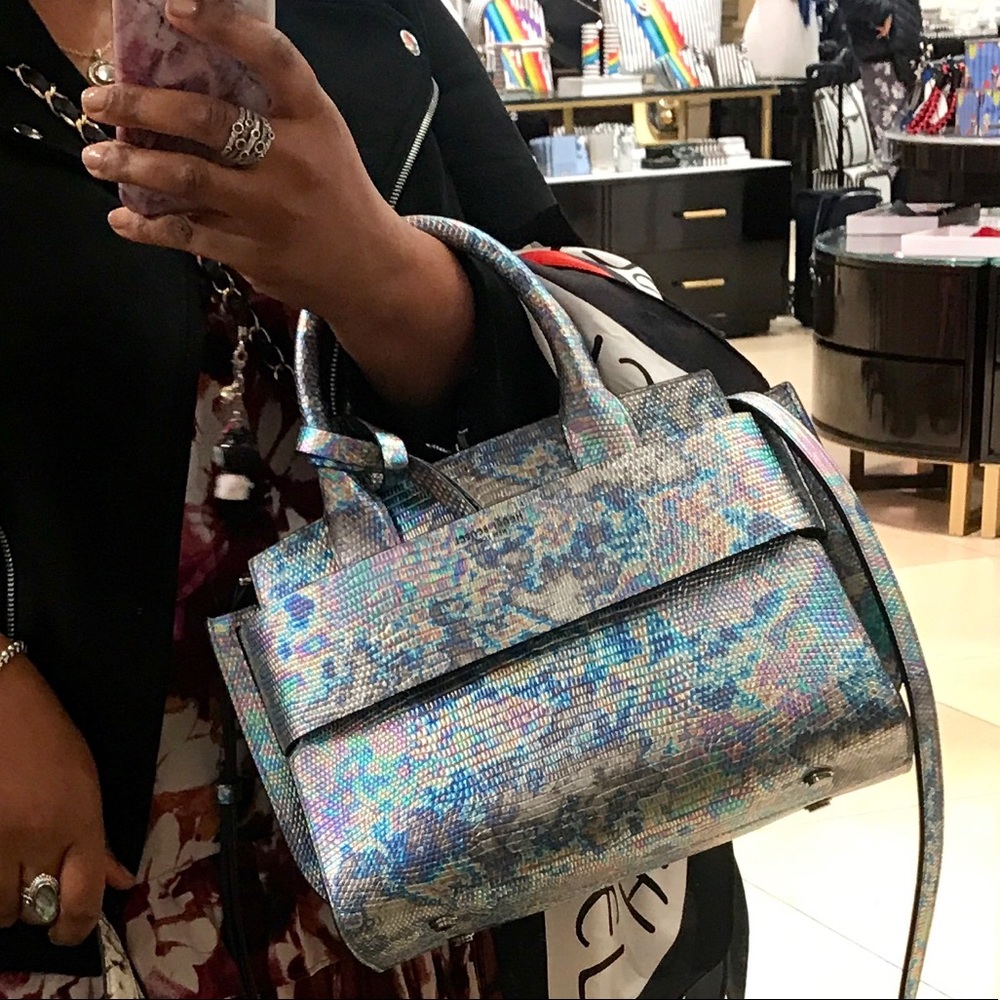 BNWT Henri Bendel “Barrow Street” Satchel OilSlick